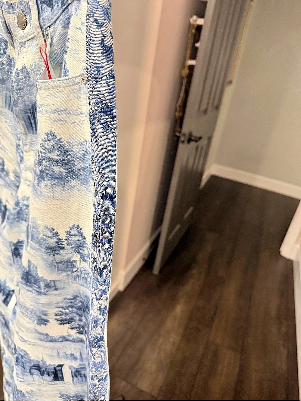 Alice + Olivia 28 Wide Leg Pant Blue & White Waist 28 NWT - Picture 10 of 10